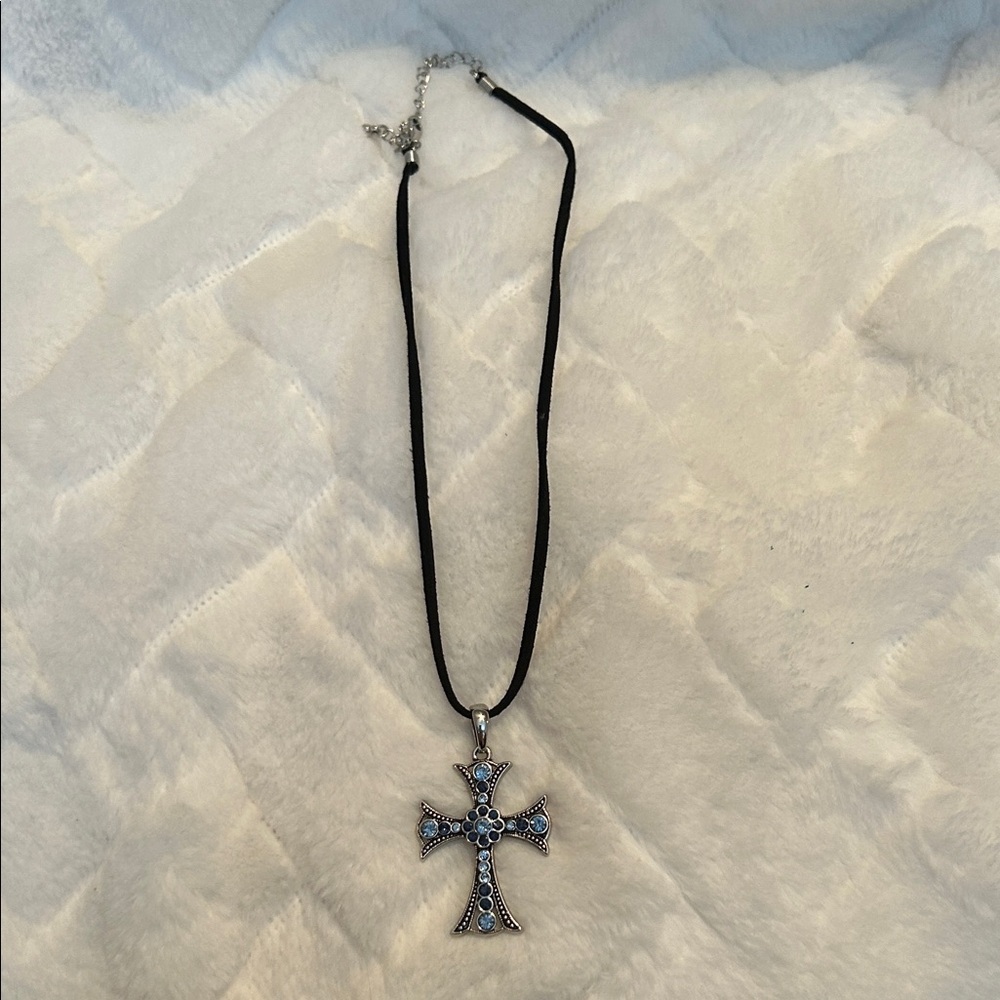 Lia Sophia Black and Silver Cross Necklace